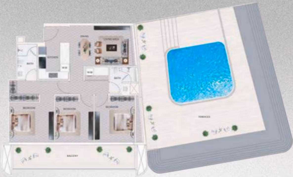 3 Bedrooms Floor Plan